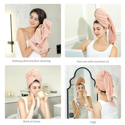 Microfiber Hair Towel Quick Dry Hair Towel Hair Drying Towels Suitable for All Kinds of Hair Ultra Absorbent Long and Thick Hair 20X40inch Lotus Root Pink (1pcs)