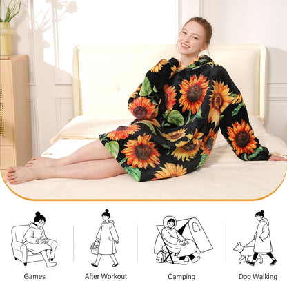 LetsFunny Blanket Hoodie,Oversized Wearable Sherpa Fleece Blanket Sweatshirt,Super Soft Warm Cozy with Giant Pocket,Gifts for Women Men Adults Teenagers, One Size Fits All