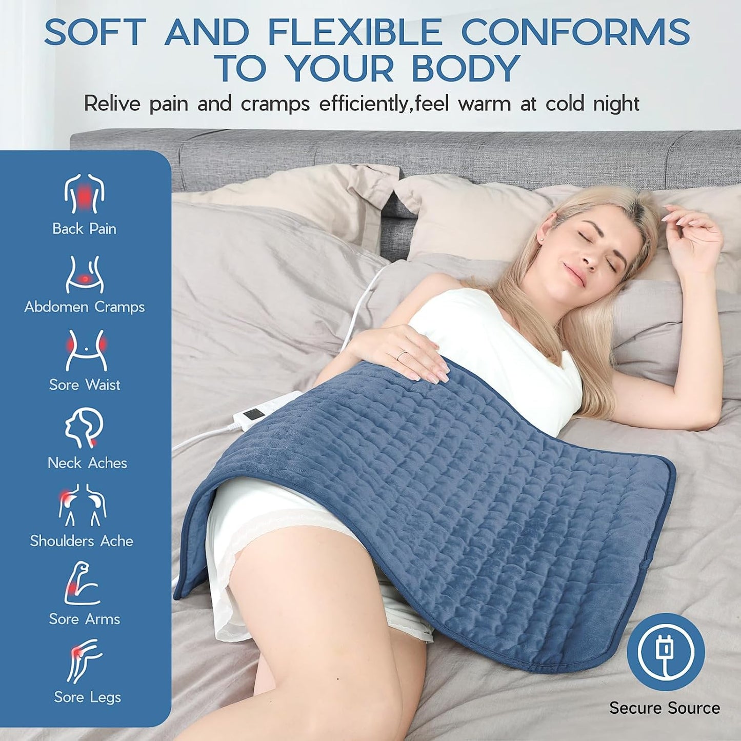 Heating Pad for Period Cramps, Heating Pad for Back/Neck/Shoulder Muscle Pain, 6 Heating & 4 Timer Setting, Auto Shut Off, Dry/Moist Heat & Machine Washable, Birthday Christma s Gifts for Women Mom