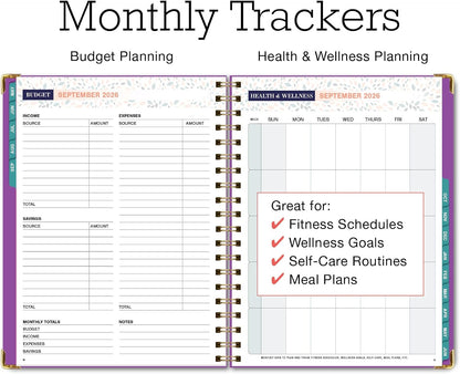 FAMILY PLANNER ORGANIZER – 8.5" x 11" Weekly & Monthly Calendar (May 2026-Jun 2027). 5+ People, Meal Planning, Budgeting, Habit Tracker – Hardcover, Household Schedule Organizer for Parents, Kids, & Caregivers (Navy Gold Numbers)