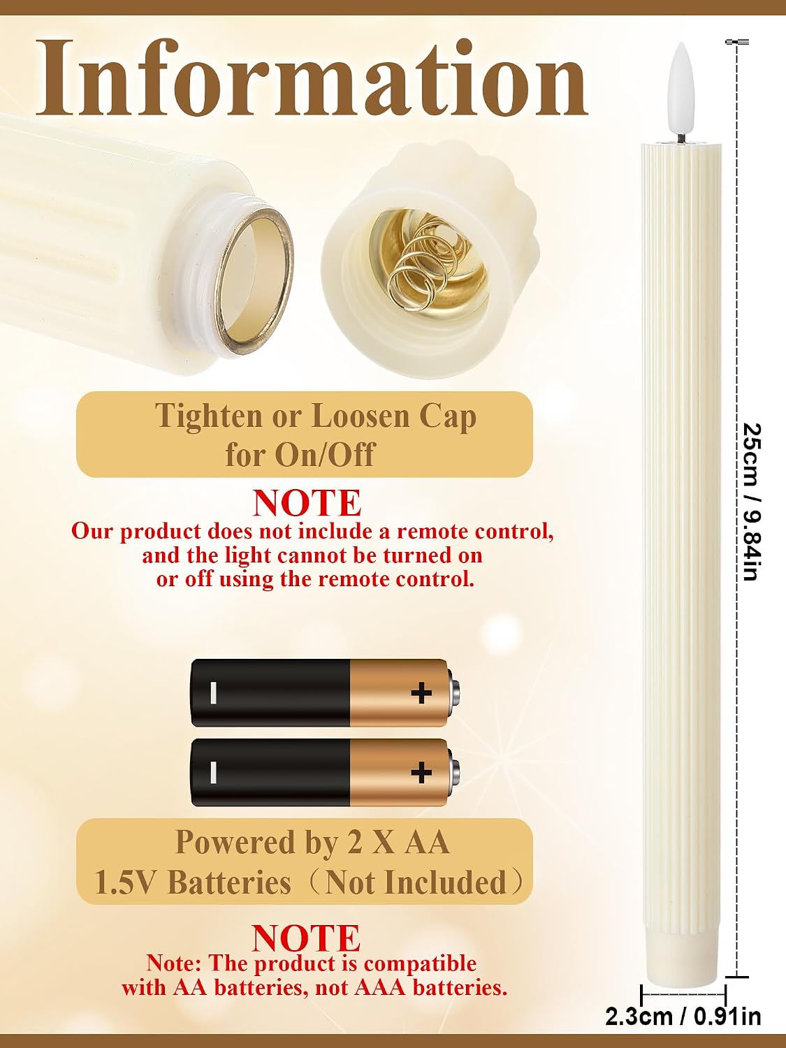 Treela 24 Pcs Flameless Taper Candles Battery Operated Bulk Fake Candles Light LED Candle Sticks Flickering Tapered for Easter Wedding Anniversary Decoration(Basic,11 Inch,Ivory)