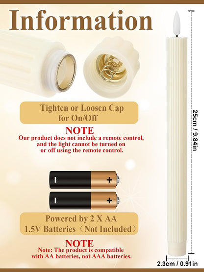 Treela 24 Pcs Flameless Taper Candles Battery Operated Bulk Fake Candles Light LED Candle Sticks Flickering Tapered for Easter Wedding Anniversary Decoration(Basic,11 Inch,Ivory)