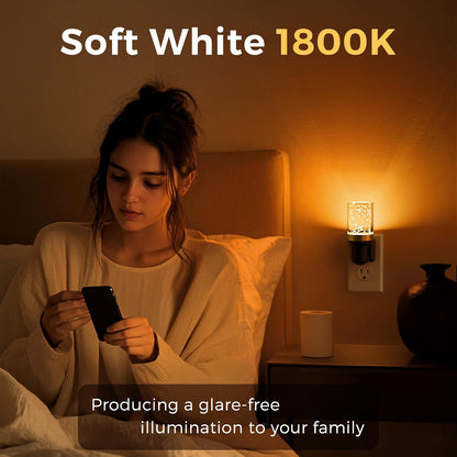 L LOHAS LED Night Light, Dimmable Night Lights Plug into Wall, Automatic Night Lights Plug in with Auto Light Sensor,Adjustable Brightness Amber LED Night Light, for Bedroom Hallway Home Decor