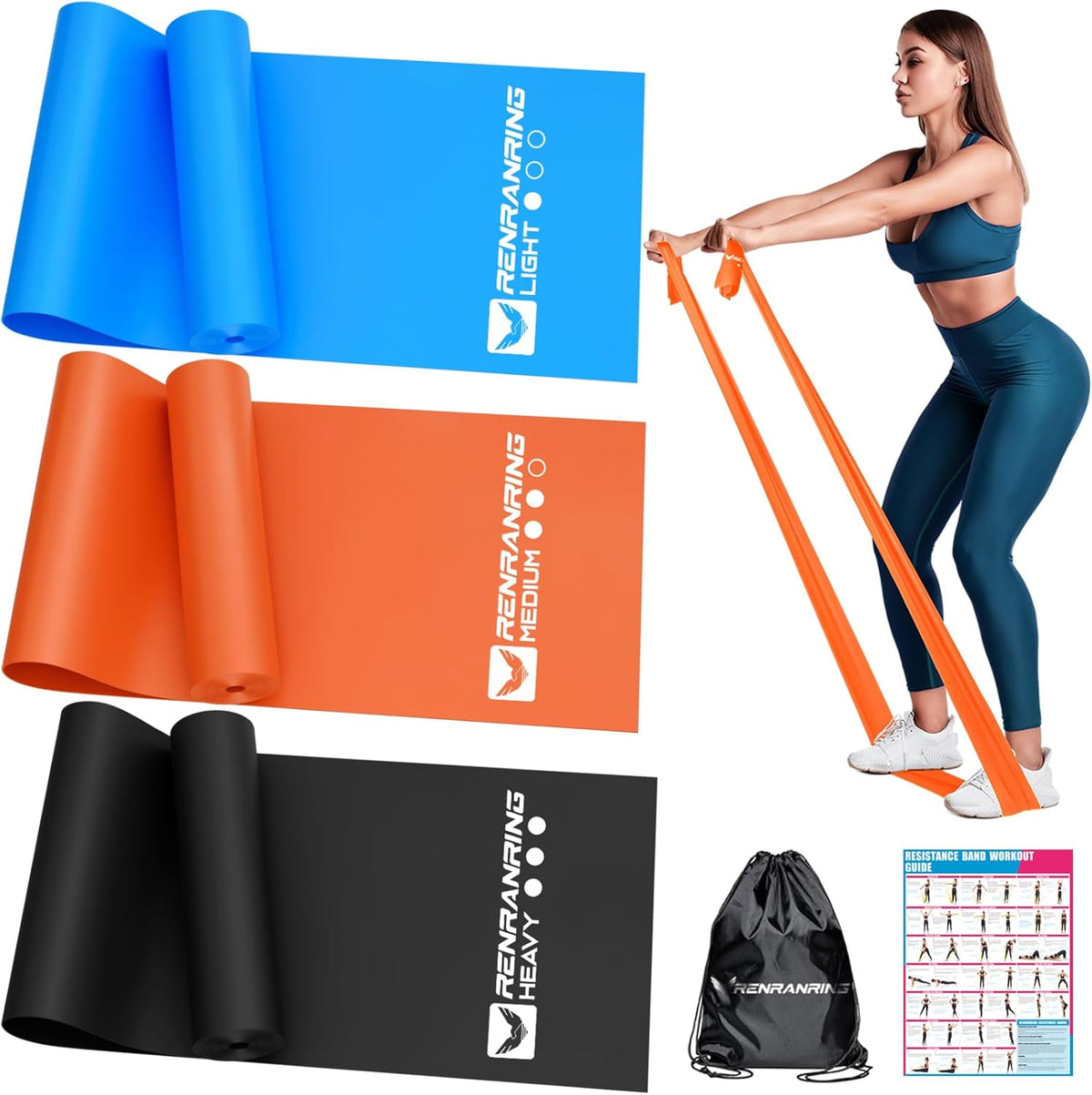 Resistance Bands Set, Exercise Bands for Physical Therapy, Pilates, Yoga