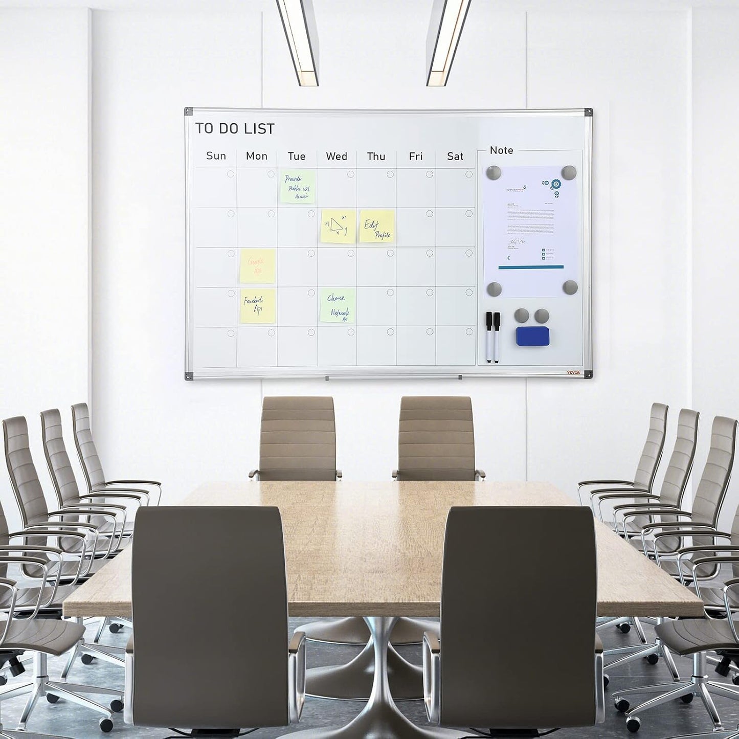 VEVOR Dry Erase Calendar for Wall, 36 x 24 Inches Whiteboard Calendar, Monthly Planner Magnetic Dry Erase Board, 1 Magnetic Erase & 2 Dry Erase Marker & Movable Tray for Restaurant Office Home School