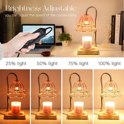 Candeldo Candle Warmer Lamp with Timer: Flower Gold Candle Lamps Height Adjustable Wax Melt House Warming Gifts New Home Decor Mothers Day Birthday Gift for Women Mom