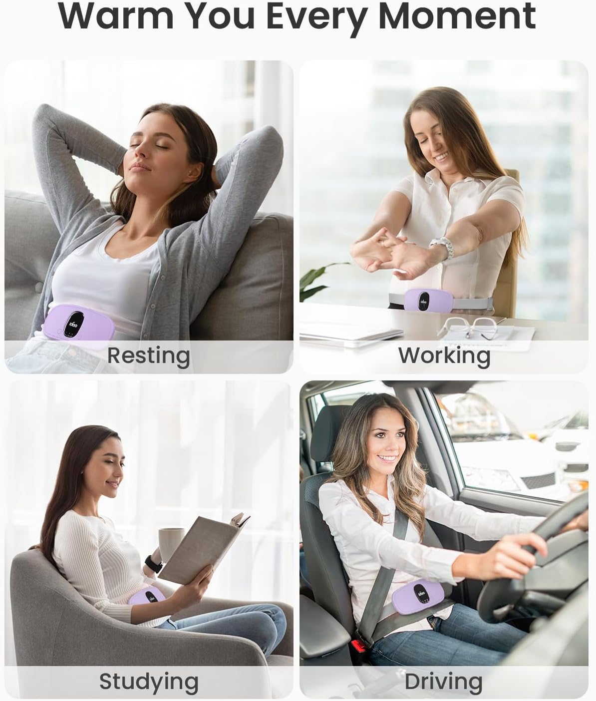 iDOO Cordless Heating Pad for Menstrual Cramps, Lightweight & Portable
