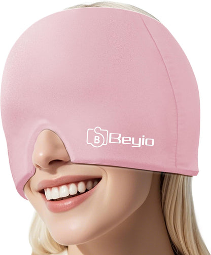 Migraine Relief Cap, All Around Gel Covered Reusable Headache Relief Cap, Black Migraine Cap for Headache Relief, Puffy Eyes