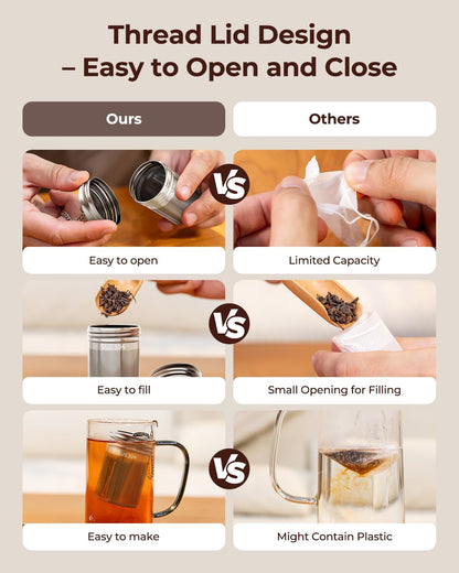 2 Pack Reinmoson Large Tea Infuser for Loose Tea & Spice Infuser for Cooking, 2.1” x 2.9” Extra Fine Mesh Large Tea Strainers, 304 Stainless Steel Loose Leaf Tea Steeper for Black Tea, Rooibos, etc