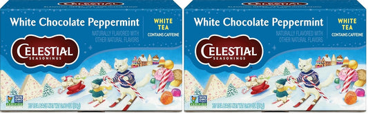Celestial Seasonings White Chocolate Peppermint White Tea Bags, Great For Stocking Stuffer, 20 tea bags (Pack of 2)