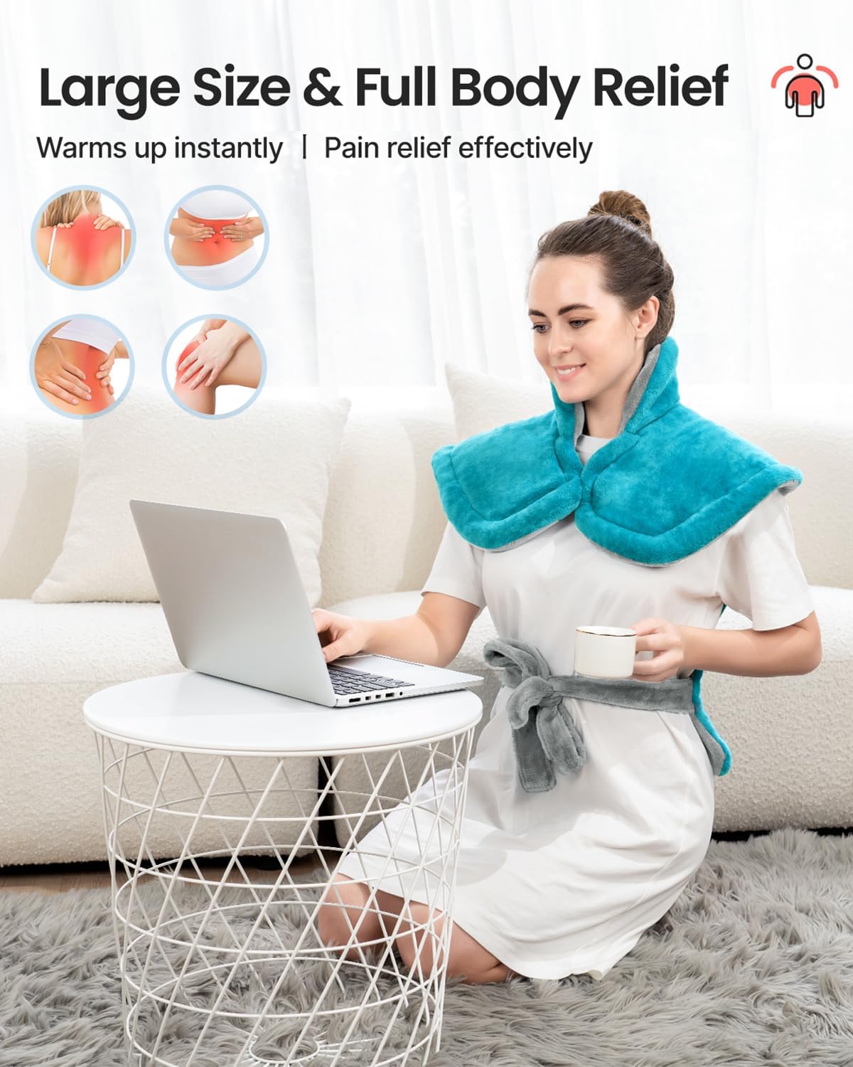 RENPHO Fathers Day Dad Gifts, Electric Heating Pad - 6 Heat Levels for Neck Shoulder and Back, Birthday Gifts for Women Men, Weighted Pad for Snug Fit, ETL Certified, FSA Eligible, 24"x33" Gray