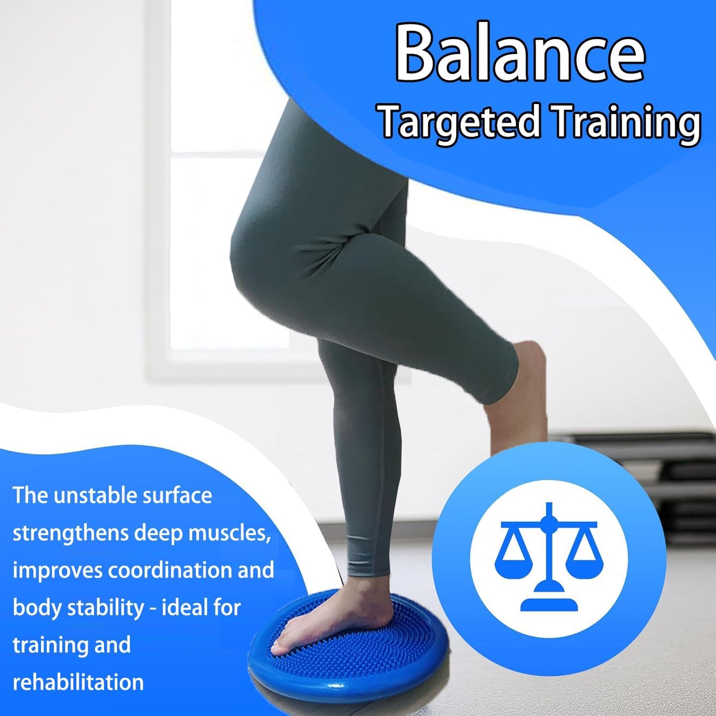 Wobble Cushion Balance Disc, Wiggle Seat for Sensory Youth & Adults, Balance Disk with Inflation Pump for Fitness, Core Strength, Physical Therapy, Posture Improvement