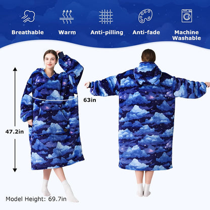 THREE POODLE Wearable Blanket Hoodie for Women, Oversized Sherpa Sweatshirt Blanket for Adults Men, Cozy Hooded Blankets, Gifts for Teen Girls Women Mom Sister