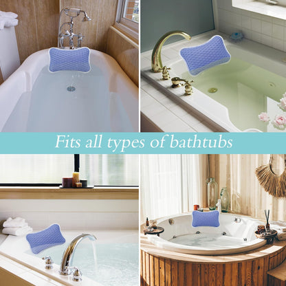 Bath Pillows for tub,Home Spa Pillows for Bathtub, Hot Tub,Head and Neck Support with 2 Strong Suction Cups,White