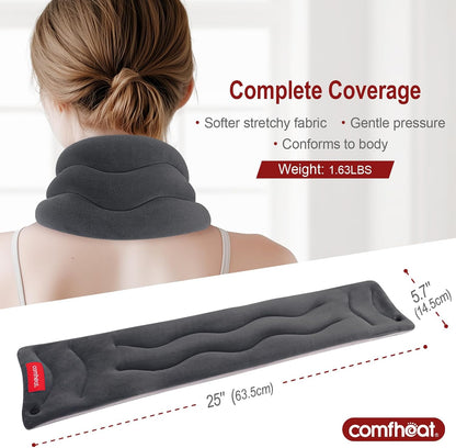 Neck Heating Pad Microwavable for Pain Relief, Moist Hot Compress Microwave Neck Warmer Wrap FSA Eligible HSA for Sore Muscles Relief, Lavender Aroma, 25 x 5.7 Inches, Blue
