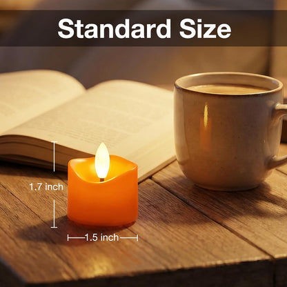 24 Pack Flameless Tealight Candles Battery Operated Tea Lights, Realistic Flickering Electric LED Tea Lights, 3D Wick Fake Tea Lights for Votive, Festival, Party, Wedding Decor