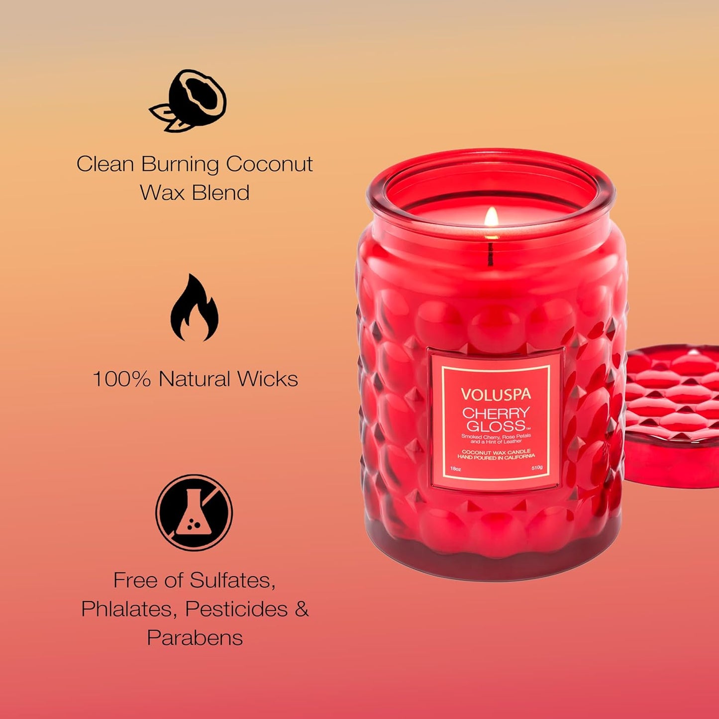 Voluspa Baltic Amber Candle, 18 oz, Coconut Wax Blend, Scented Candles for Home, 100 Hour Burn Time, Candle Jar