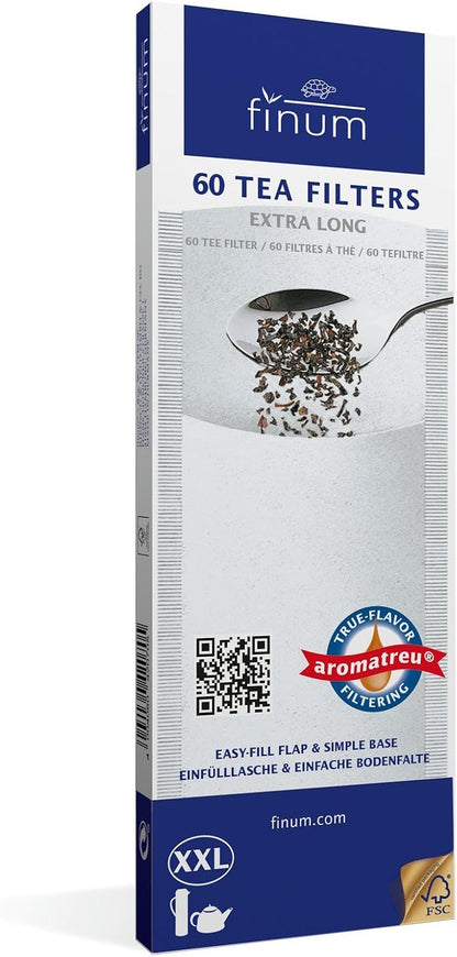 Finum Disposable Paper Tea Filter Bags for Loose Tea, Brown, Large, 100 Count