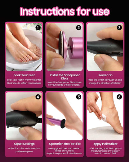 HayZBao Electric Foot Callus Remover - Electric Callus Remover for Feet,Foot Scrubber with 60 Pcs Sandpaper Discs,Professional Pedicure Tool for Dead Skin - Black