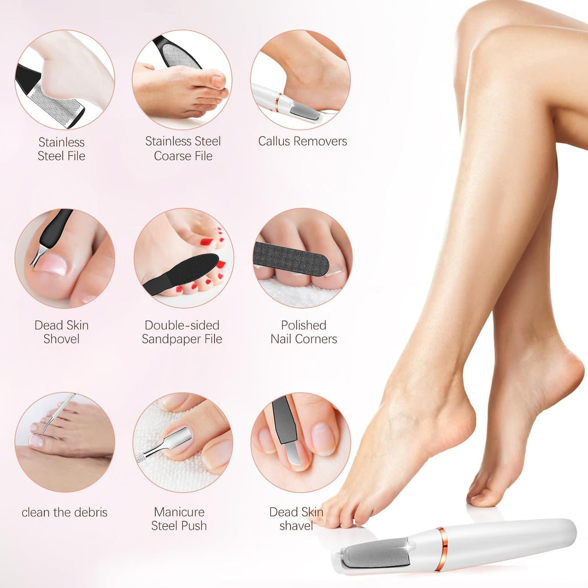 Electric Callus Removers for Feet, Haootadiy Electric Foot Callus Remover Pedicure Kits Rechargeable with12 in 1, Removes Dry Skin for Smoother Feet, Foot Care for Dead Skin Ideal Gift, Assorted