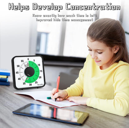 Secura Home 60-Minute Visual Timer, 7.5 Inch Oversize Countdown Timer Clock for Kids and Adults, Durable Mechanical Time Management Tool with Magnetic Backing （Dark Green）