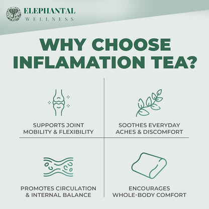 Elephantal Wellness Premium Inflammation Herbal Tea | Comfort & Mobility Blend with Turmeric, Boswellia, White Willow Bark & Ginger | Handmade, Non-GMO, Caffeine-Free Loose Leaf, 4oz, 40 Servings