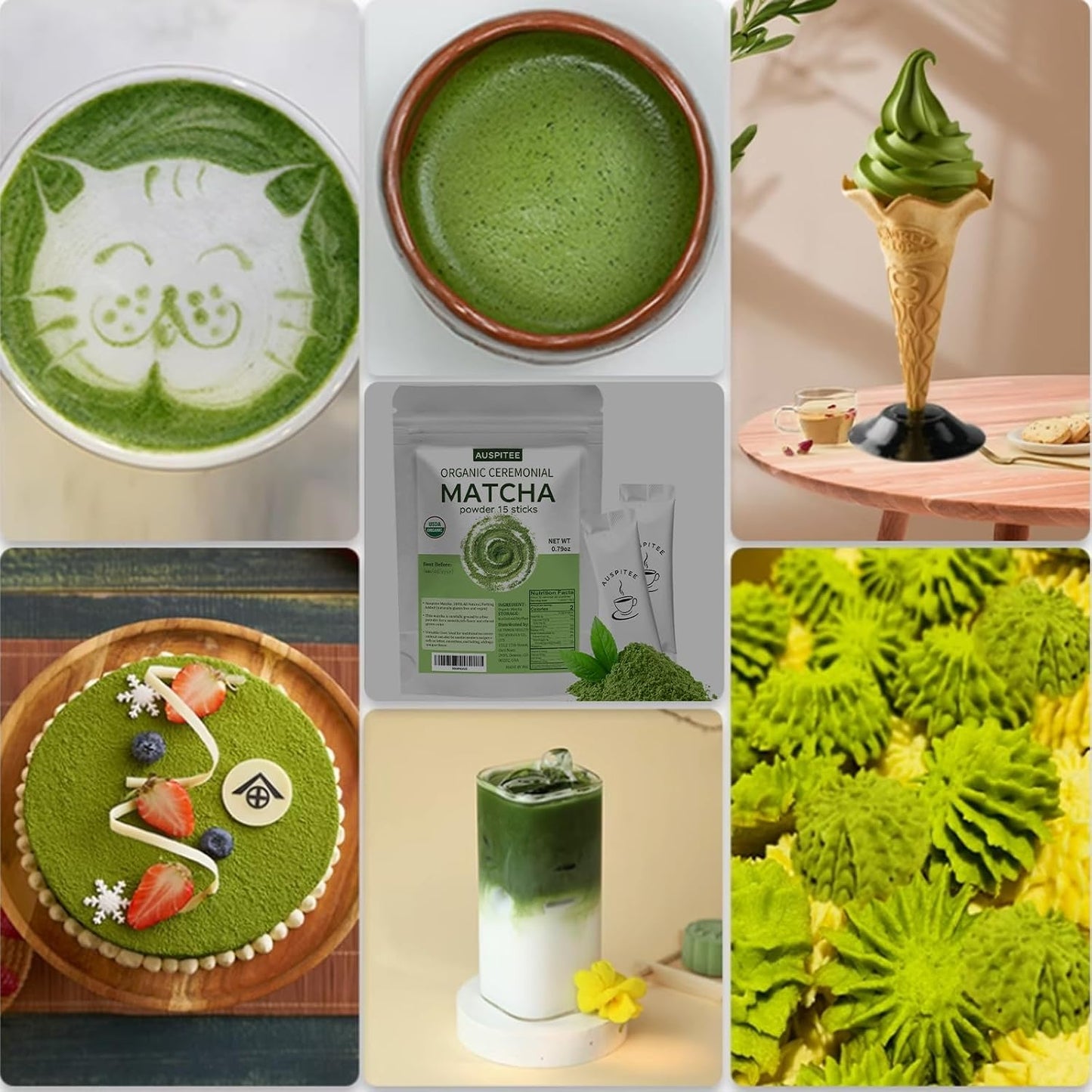 Matcha Latte Green Tea Powder Single Pack, Premium Barista Science Blend - Individual Matcha Bags (20)