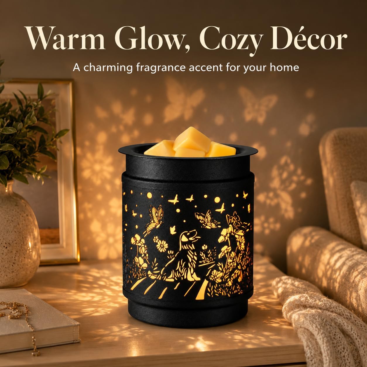 kobodon Wax Melt Warmer Metal Wax Warmer for Scented Wax Electric Fragrance Candle Oil Burner 2 in 1 Wax Melts as Gifts for Moms Grandma Women Girls(Sunflower)