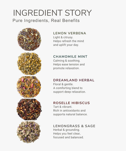 EZR LEAF Pura Herbal Tea Sampler - Caffeine-Free Tea Variety Gift Set