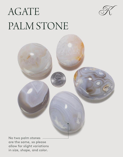KALIFANO Palm Stone with Healing & Calming Effects - AAA+ Grade High Energy Worry Stone with Information Card - Reiki Crystal Used for Courage (Family Owned and Operated)