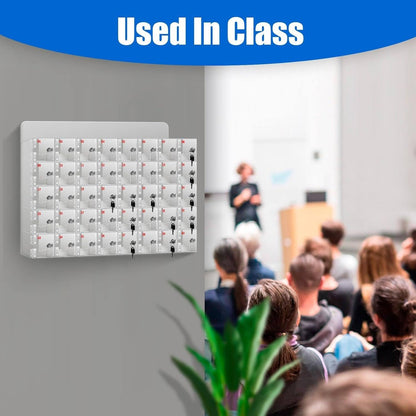 Acrylic Phone Charging Station 50 Slots Wallmounted with LockKeys Secure Mobile Device Nizer for Office Classroom Meeting Room Spacesaving Solution,4Slots