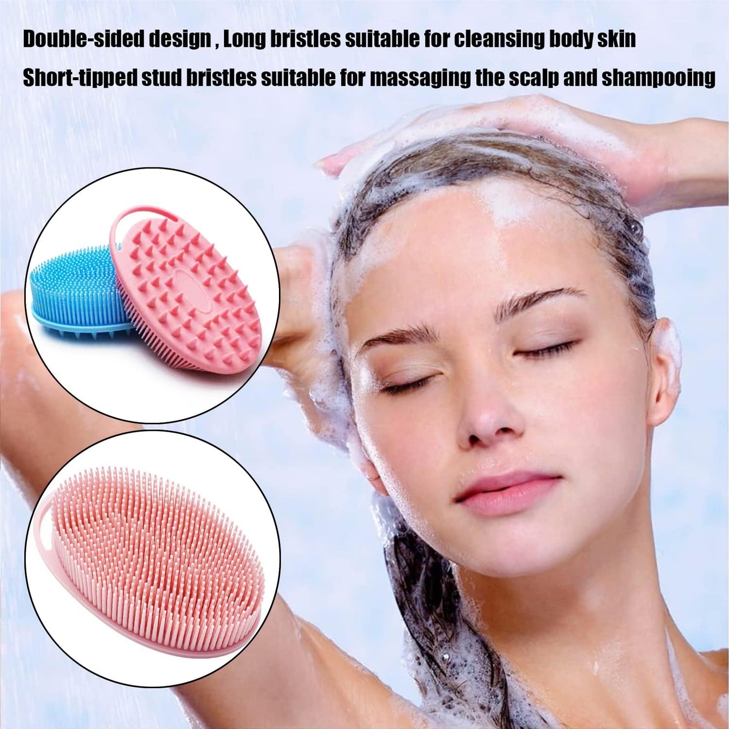 Pink Exfoliating Body Scrubber and Shower Brush - Soft Silicone Loofah for Kids and Adults - All Skin Types