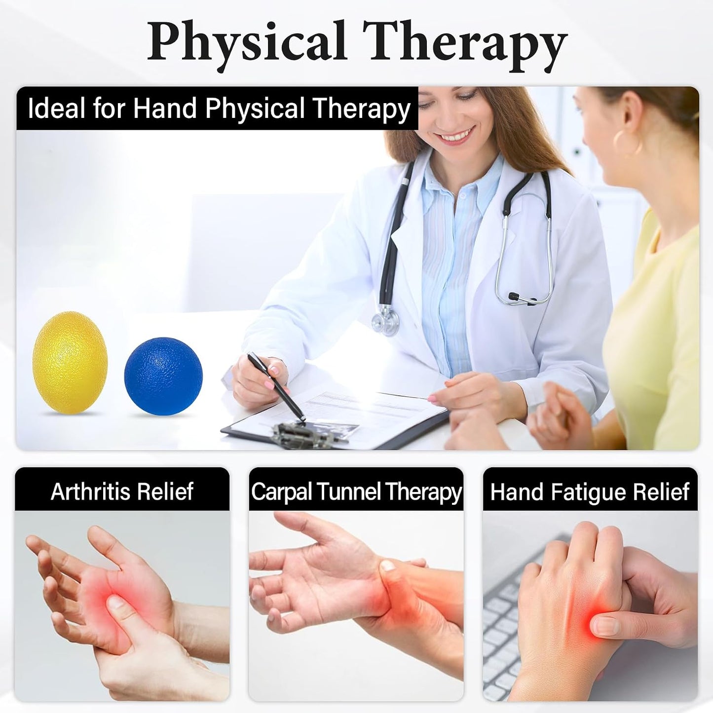 Stress Balls for Adult, Resistance Levels Hand Exercisers for Strength, Hand Strengthening Devices,Squeeze Balls for Hand Therapy,Exercise Squeeze Squishy Wrist Ball, Grip Strength Trainer