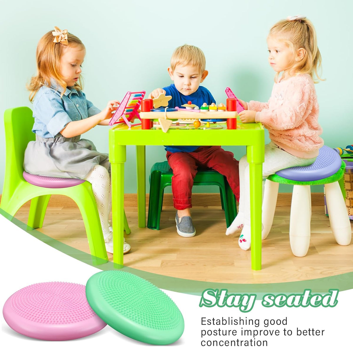 Libima 8 Pcs Wiggle Seat for Sensory Kids Flexible Wobble Cushion Non Slip Balance Disc for Adults Core Strength Physical Exercise Improve Posture School Home Office
