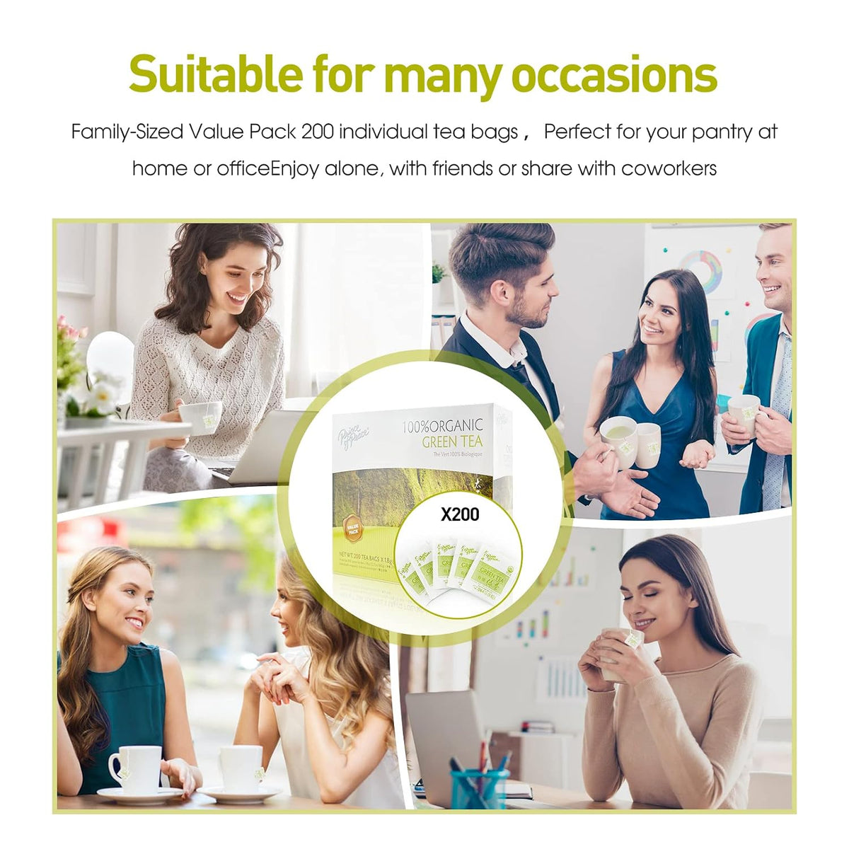 Prince of Peace 100% Organic Tea, BEST VALUE Family Size, 200 Tea Bags (Organic Green Tea)