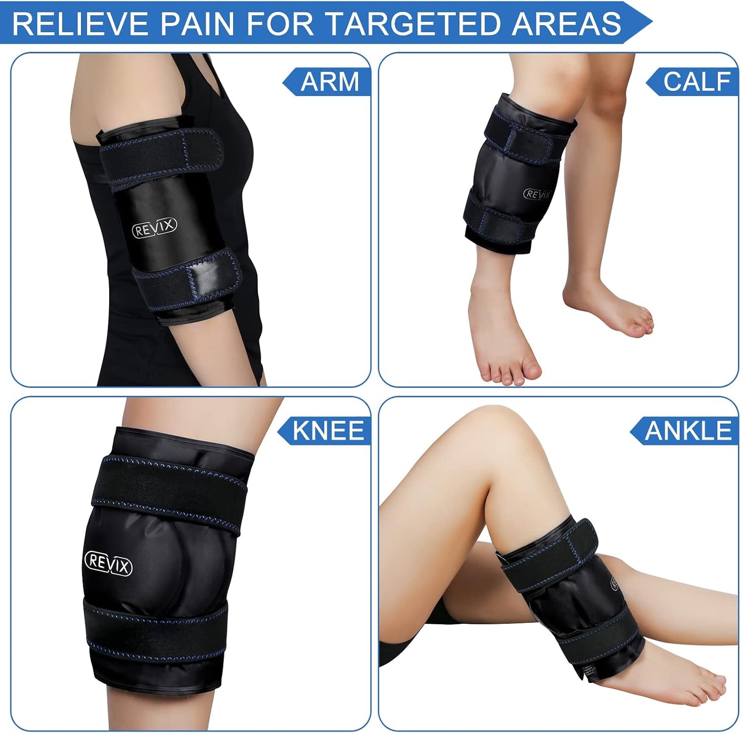 REVIX 19" Extra Large Knee Ice Pack Wrap Around Entire Knee, Reusable Gel Cold Pack for Discomfort and Post-Workout Fatigue, Cold Compress, Enhance Comfort and Recovery