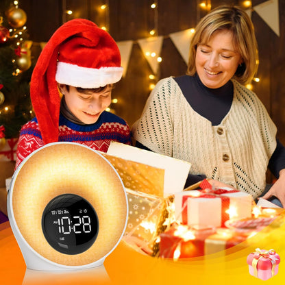 Sunrise Alarm Clock, White Noise Sleep Sound Machine for Bedroom, Wake Up Light with 30 Soothing Sounds, Dual Alarms, Snooze, Bedside Lamp, Christmas Gift for Baby, Adults, Heavy Sleepers