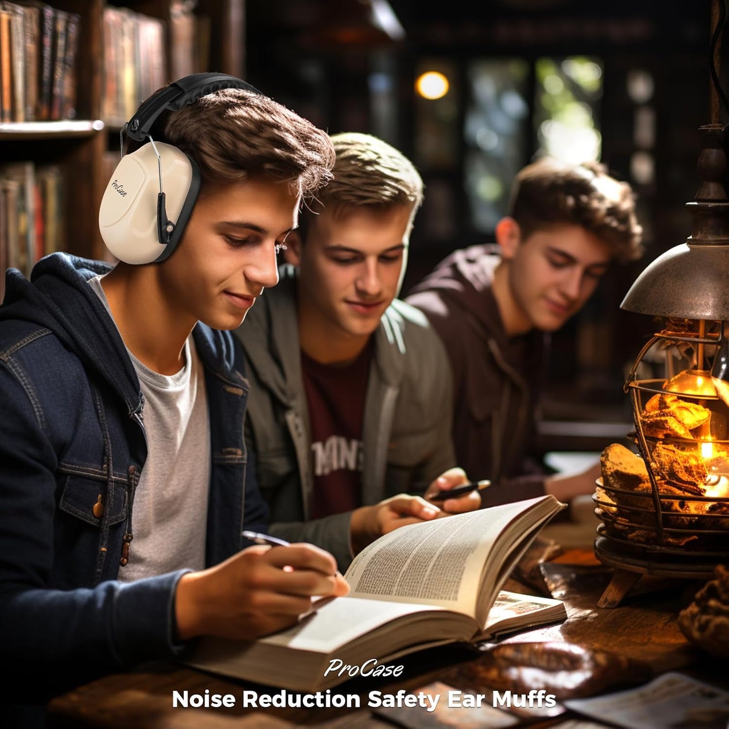 ProCase NRR 28dB Noise Reduction Ear Muffs, Foldable Adjustable Passive Noise Cancelling Headphones for Adults Kids Autism, Hearing Protection for Shooting, Construction, Mowing, Studying -Black - Colors B