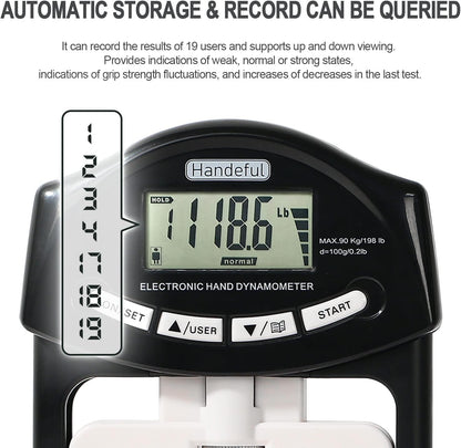 Handeful Grip Strength Tester, Hand Grip Dynamometer, Electronic Handgrip Testing for Sports Home School Use