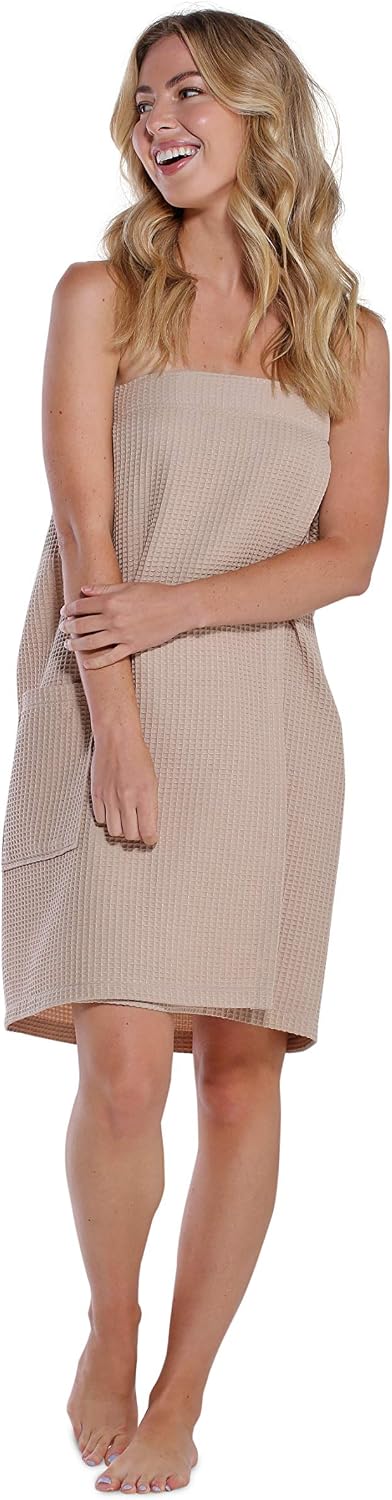 Turquaz Lightweight Knee Length Waffle Robes For Women Spa Bath Waffle