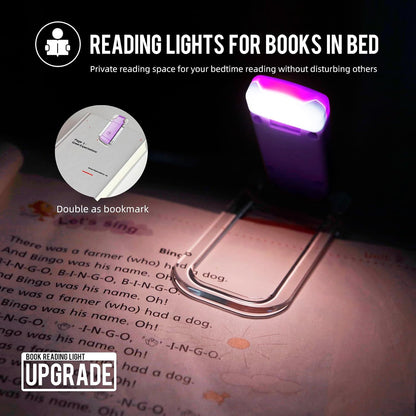 EGWASER Book Reading Light, Portable USB Rechargeable LED Clip on Book Lights for Reading in Bed, 3 Brightness Adjustable Dimmable Bookmark Light for Eye-Protection, Reading Lamp (White)