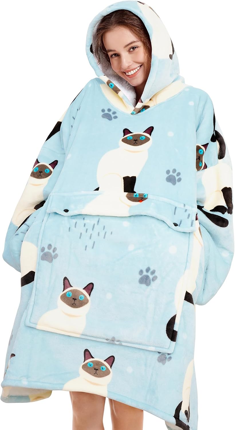 Narecte Cozy Oversized Blanket Hoodie Wearable Blanket Adults Soft Hooded Blanket Hoodie Birthday Gifts for Women Christmas - Colors B