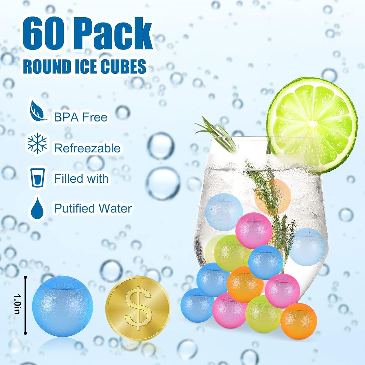 360 Pack Reusable Ice Cubes Refreezable Ice Cubes Without Diluting Reusable Ice Cubes for Drinks Large Pack Ice Cube Frozen BPA Free for Party Bars Ice Bath Camping
