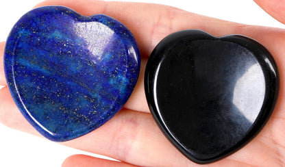 2PCS Worry Stone for Anxiety Tigers Eye Amethyst Healing Crystals Hand Thumb Stones Pocket Gemstones Meditation Accessories Oval Crystal Natural Relax Palm Stone Anxiety Relief Items Stocking Stuffers
