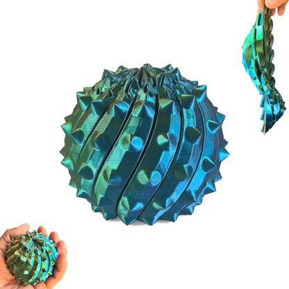 Spiky Retractable Ball, Cool 3D Printed Fidgets, Sharp Spiral Noisy Ball, Suitable for Adults to Relieve Stress and Anxiety, Office Opening Remarks, Killing Time (with Rotating Base)
