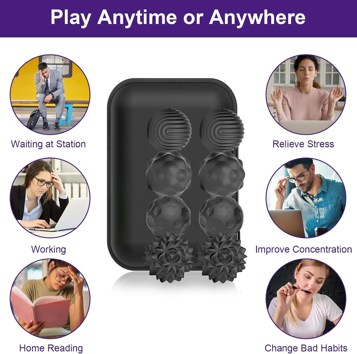 BUSOHA Silicone Fidget Balls - 4 Pack Fidget Toys Adults Sensory Toys Stress Balls for Adults Teens Gifts for Calming,Autism and ADHD Office