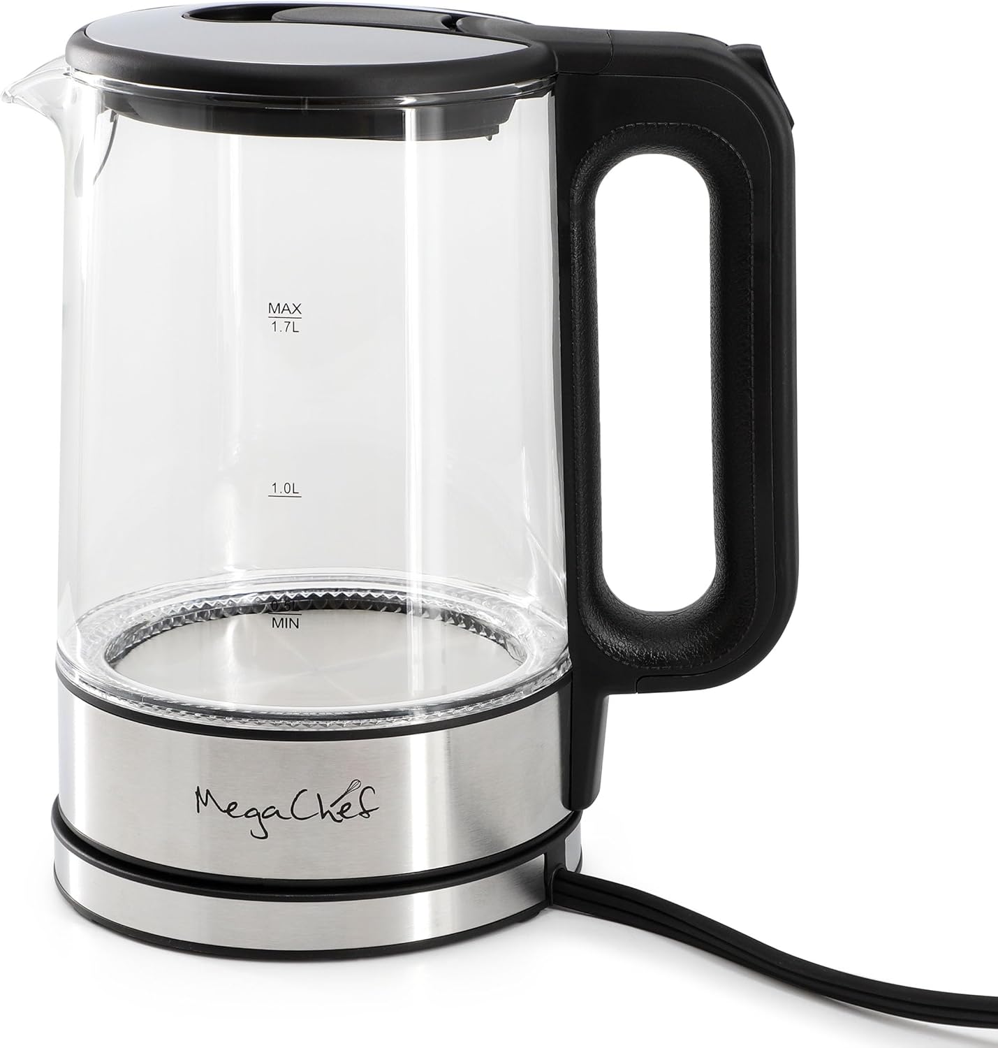 MegaChef Electric Watter Boiler/Tea Kettle (Glass, Silver, 1.8 Liter)