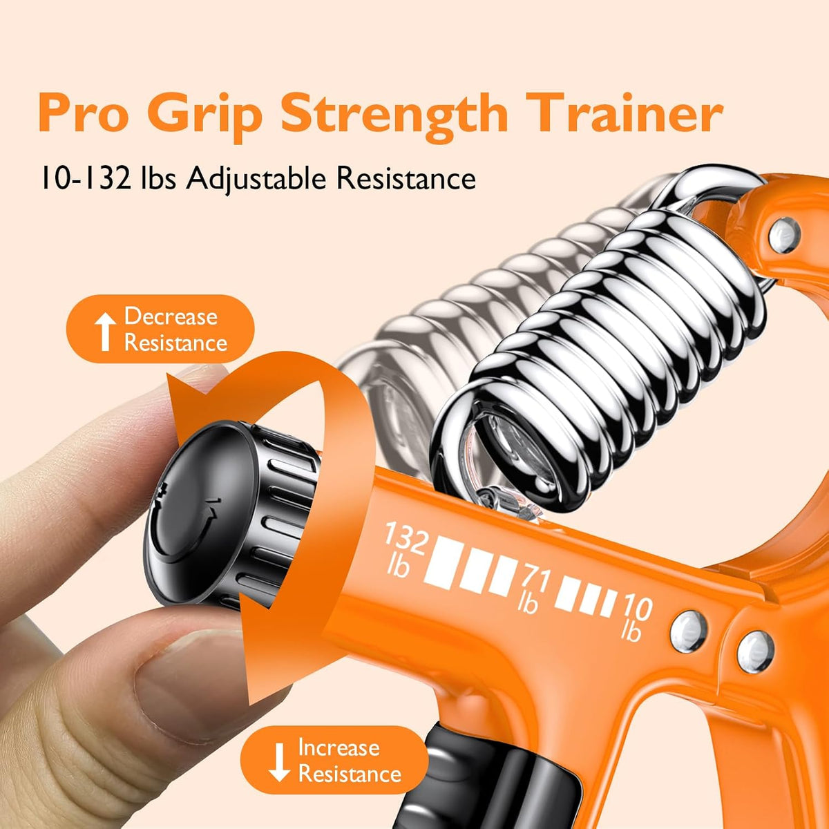 FitBeast Grip Strengthener Forearm Strengthener, Adjustable Hand Grip for Strength Training & Rehabilitation, 10-132 lbs Resistance, Ideal for Athletes and Physical Therapy