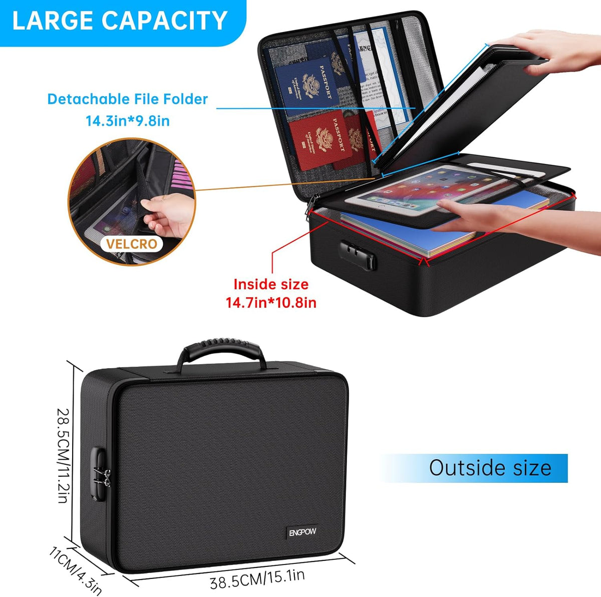 ENGPOW Fireproof File Organizer Bag with 13 Pockets Accordion File Folder