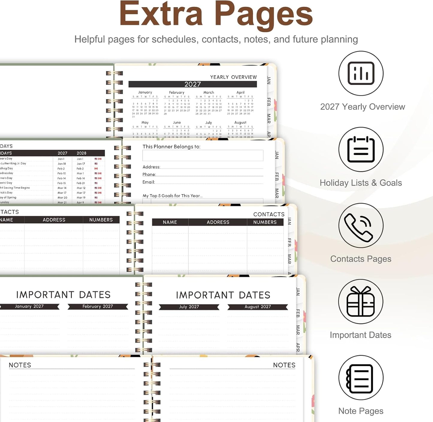 Planner 2026-2027, Weekly and Monthly Calendar Planner, JUL 2026 - JUN 2027 - Colors B